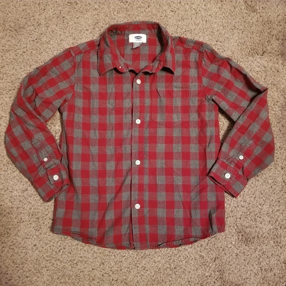 Old Navy Boy Winter Holiday Button Down Shirt 6-7